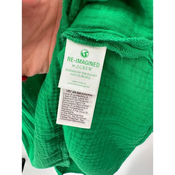 J CREW Green Cotton Gauze V Neck Popover Top Blouse BI431 // S - Picture 6 of 9